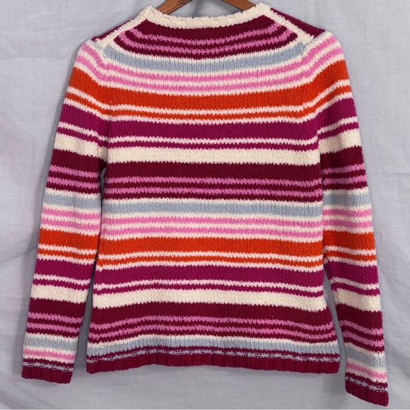 Gap Multi-Colored Pink, Purple, Blue, Orange & White Stripe Fuzzy Sweater in XXL - Picture 4 of 12